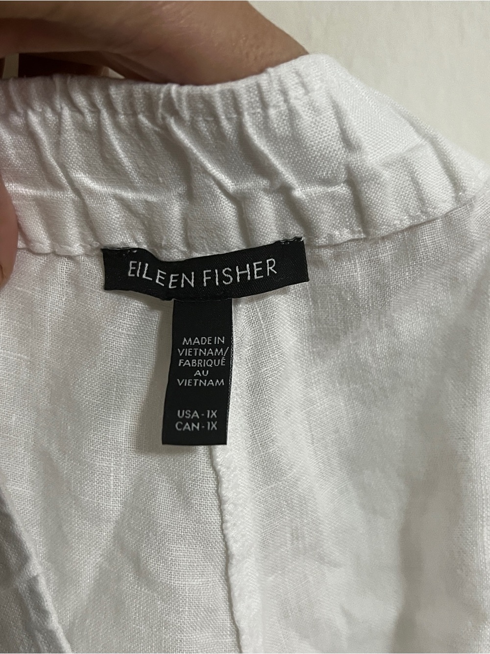 Like New Elastic Waist 100% Organic Linen Eileen Fisher Ankle Pants 1X White - Picture 11 of 12